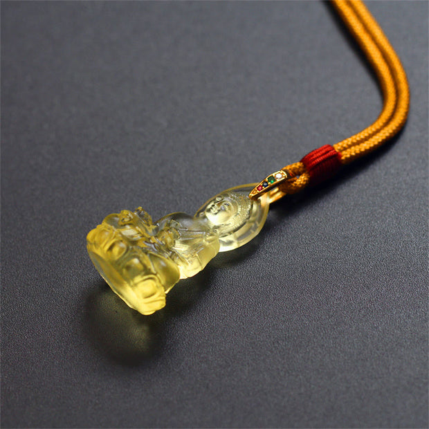 Buddha Stones Blue Tathagata Buddha Medicine Buddha Liuli Crystal Serenity Amulet Necklace Pendant Necklaces & Pendants BS 23
