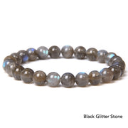 Natural Agate Stone Crystal Balance Beaded Bracelet Bracelet BS Black Glitter Stone