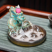 Dragon Pattern Ceramic Backflow Smoke Fountain Incense Burner Decoration (Extra 35% Off | USE CODE: FS35) - Green - image 0