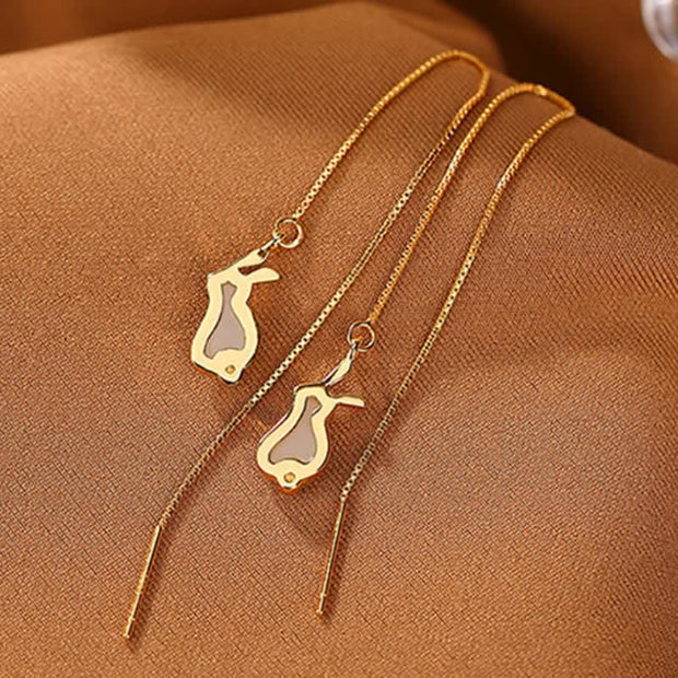 Buddha Stones 925 Sterling Silver Year of the Rabbit Hetian White Jade Happiness Drop Earrings (Extra 35% Off | USE CODE: FS35) - image 5