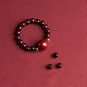 Buddha Stones Garnet Cinnabar Lucky Bead PiXiu Om Mani Padme Hum Rose Protection Ring Ring BS 3