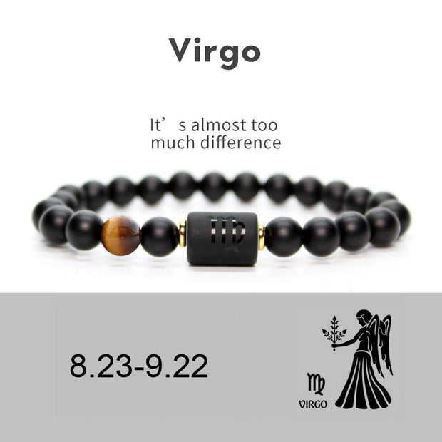 Buddha Stones 12  Constellations of the Zodiac Black Onyx Adjustable Bracelet Bracelet BS Virgo