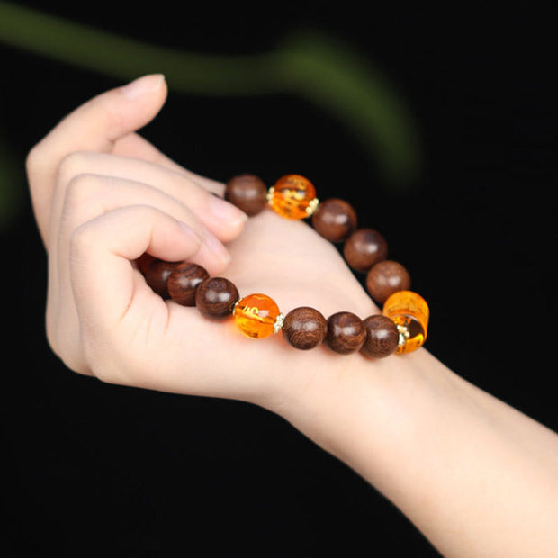 Buddha Stones Natural Phoebe Zhennan Wood Om Mani Padme Hum God Of Wealth Crystal Protection Bracelet (Extra 40% Off | USE CODE: FS40) - image 11