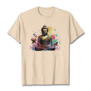Buddha Stones Colorful Butterfly Flying Meditation Buddha Tee T-shirt T-Shirts BS Bisque 2XL