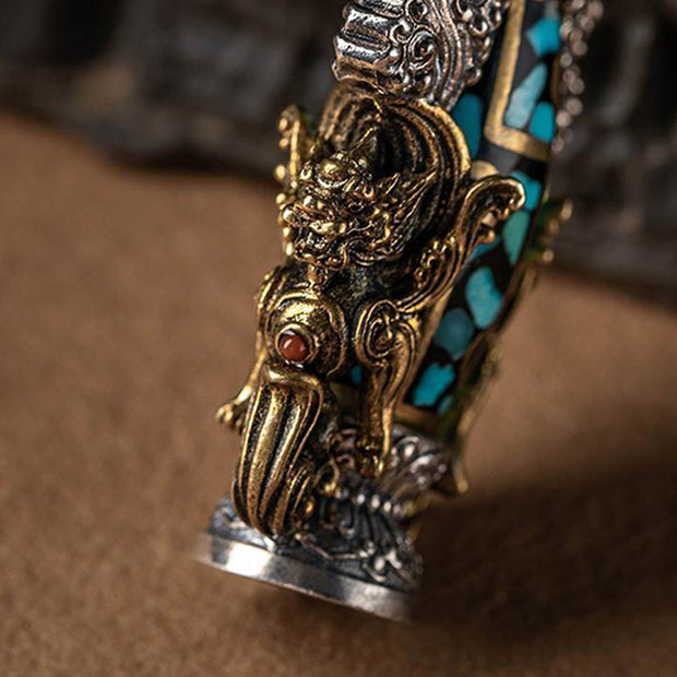 Buddha Stones Tibetan Nine-Eye Dzi Bead Turquoise Buddha Wealth Rotation Necklace (Extra 30% Off | USE CODE: FS30) - image 9