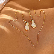 Buddha Stones 925 Sterling Silver Year of the Rabbit Hetian White Jade Happiness Drop Earrings (Extra 35% Off | USE CODE: FS35) - image 4