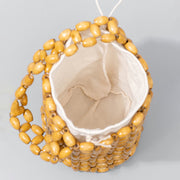 Buddha Stones Hand-woven Crude Wooden Beads Handbag