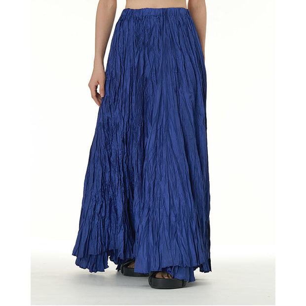 Buddha Stones Solid Color Loose Long Elastic Waist Skirt 70