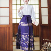 Buddha Stones Long Sleeve Shirt Top Chinese Hanfu Flying Fairy Horse Face Skirt Purple Mamianqun