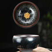 Buddha Stones 24K Gold Inlaid Sunflower Chinese Jianzhan Glaze Kiln Change Ceramic Teacup Tenmoku Kung Fu Tea Cup (Extra 35% Off | USE CODE: FS35) - image 4