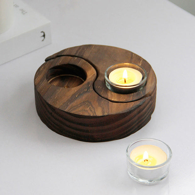 Buddha Stones Yin Yang Wood Candle Holder Meditation Rituals Use Items (Extra 35% Off | USE CODE: FS35) - image 6