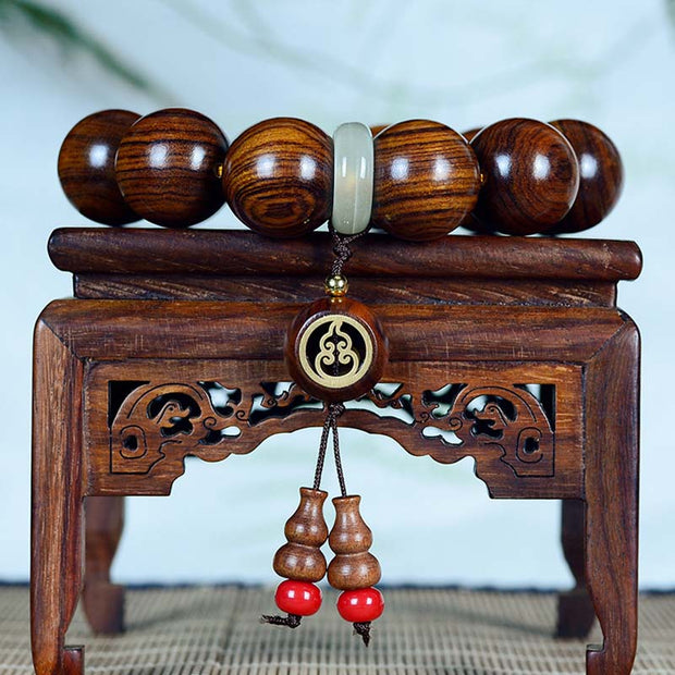 Buddha Stones Rosewood Warmth Calm Gourd Charm Bracelet