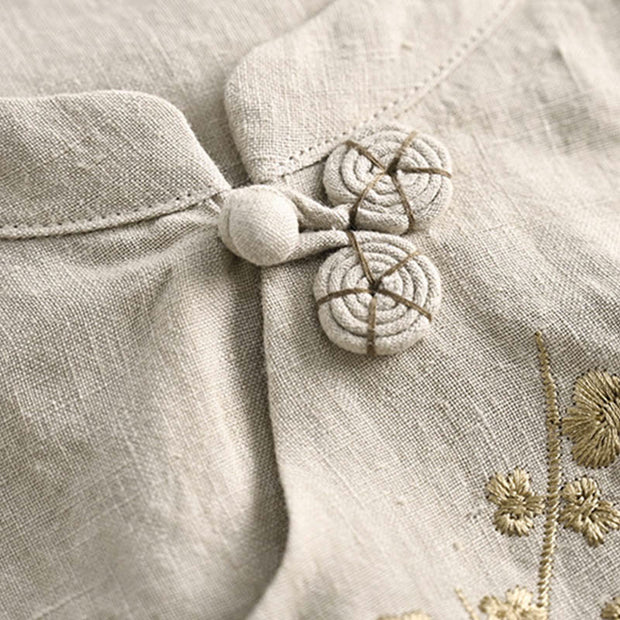 Buddha Stones Small White Flower Midi Dress Three Quarter Sleeve Dress With Pockets