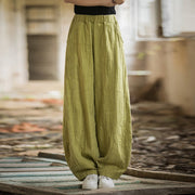 Buddha Stones Retro Tie Dye Harem Pants Casual Women's Yoga Pants With Pockets Harem Pants BS Yellow Green(Regular Version) L(Waist 63cm/Hips 116cm/Length 102cm)
