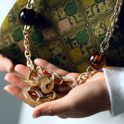 Buddha Stones Green Leaves Handbag Metal Chain Crossbody Bag Shoulder Bag Cellphone Bag Handbags BS 11