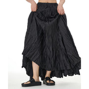 Buddha Stones Solid Color Loose Long Elastic Waist Skirt 13