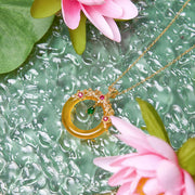Buddha Stones Green Chalcedony Peace Buckle Design Strength Necklace Pendant 31