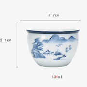 Buddha Stones Koi Fish Lotus Flower Leaf Mountains Tree Ceramic Teacup Kung Fu Tea Cup 130ml Cup BS 11