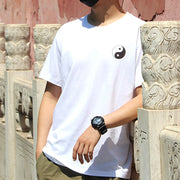 Buddha Stones Men's Summer Round Neck Short Sleeve Yin Yang Cotton T-Shirt