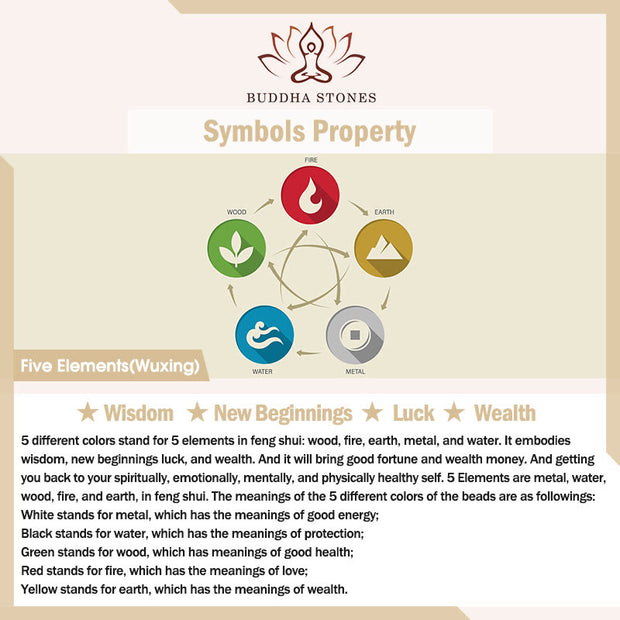 Buddha Stones Five Elements Black Onyx Red Agate Wisdom Wealth Bracelet Bracelet BS 6
