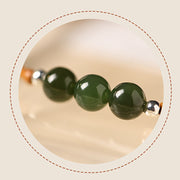 Buddha Stones Natural Olive Pit Bamboo Pattern Hetian Jade Beads Luck Bracelet 15