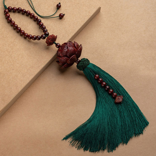 Buddha Stones Tibetan Small Leaf Red Sandalwood Lotus Luck Protection Tassel Decoration (Extra 35% Off | USE CODE: FS35) - Green - Bracelet - image 16