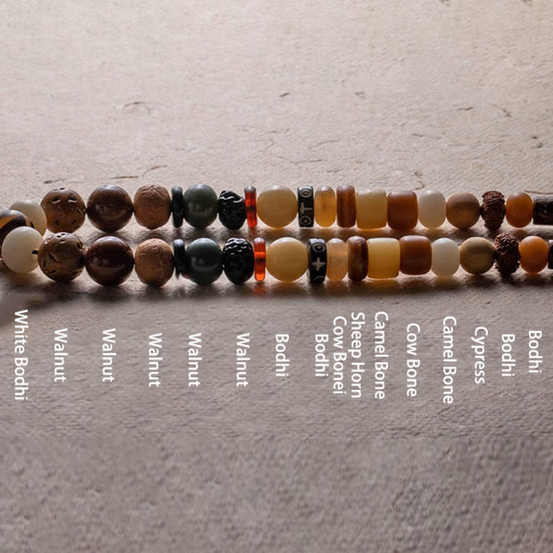 Buddha Stones Tibetan 108 Mala Beads Bodhi Seed Buddha Head Nine Palaces Eight Diagrams OM Wisdom Bracelet