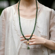 Buddha Stones 108 Mala Beads Green Sandalwood Boxwood Lotus Positive Bracelet (Extra 35% Off | USE CODE: FS35) - image 3