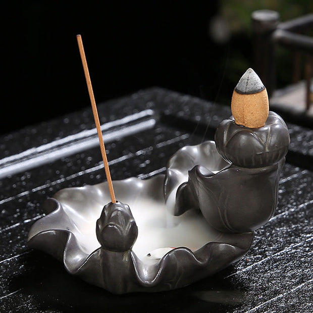Buddha Stones Koi Fish Lucky Incense Burner Decoration