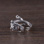 Buddha Stones 925 Sterling Silver Dragon Luck Protection Ring