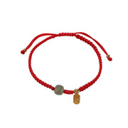 Buddha Stones 925 Sterling Silver Hetian Jade Blessing Wealth Red String Bracelet Bracelet BS 7