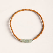 Buddha Stones Natural Olive Pit Bamboo Pattern Hetian Jade Beads Luck Bracelet 6