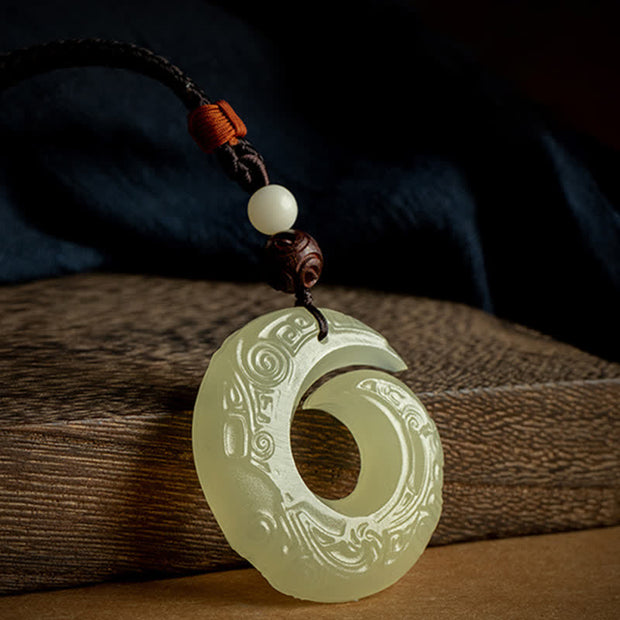 Buddha Stones Peace Buckle Jade Small Leaf Red Sandalwood Cinnabar Agate Luck Necklace Pendant