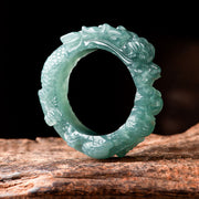 Buddha Stones Natural Jade Dragon Success Ring Ring BS 8