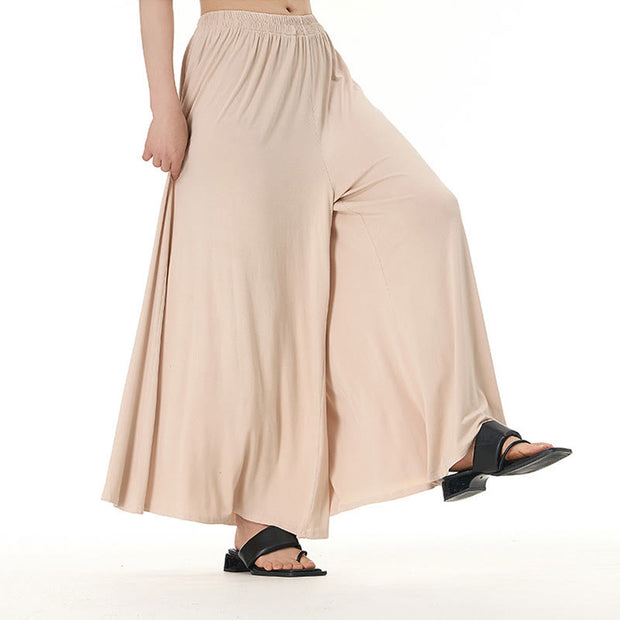 Buddha Stones Solid Color Loose Modal Wide Leg Pants With Pockets 14