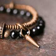 Buddha Stones Rainbow Obsidian Copper Inner Peace Healing Double Layer Bracelet Bracelet BS 5