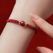 Buddha Stones Lucky Cinnabar Bead Blessing Red String Bracelet Bracelet BS 3