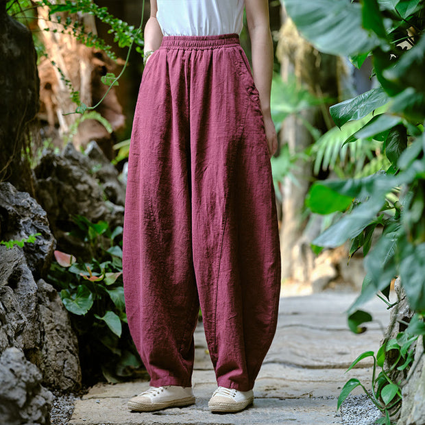 Buddha Stones Solid Color Loose Yoga Harem Pants With Pockets Harem Pants BS 39