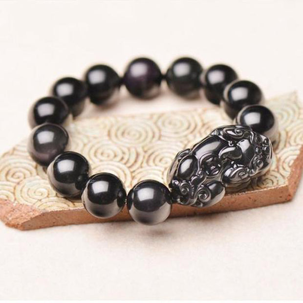 Buddha Stones FengShui PiXiu Obsidian Wealth Bracelet Bracelet BS 2
