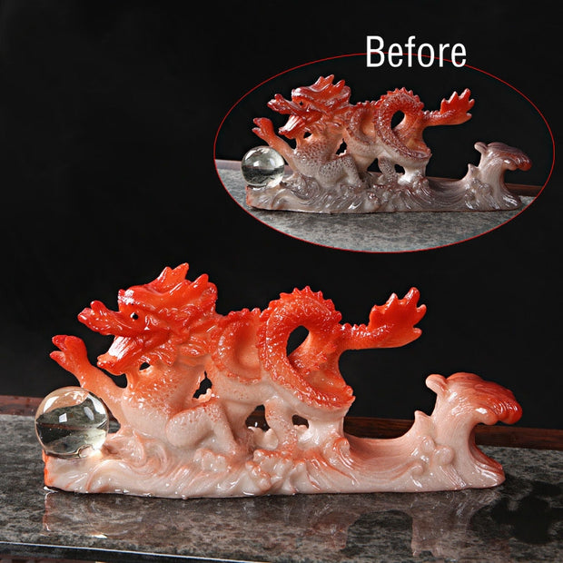 Buddha Stones Year Of The Dragon Color Changing Resin Horse Luck Tea Pet Home Figurine Decoration (Extra 35% Off | USE CODE: FS35) Decorations BS Red Dragon 18*5*7.5cm