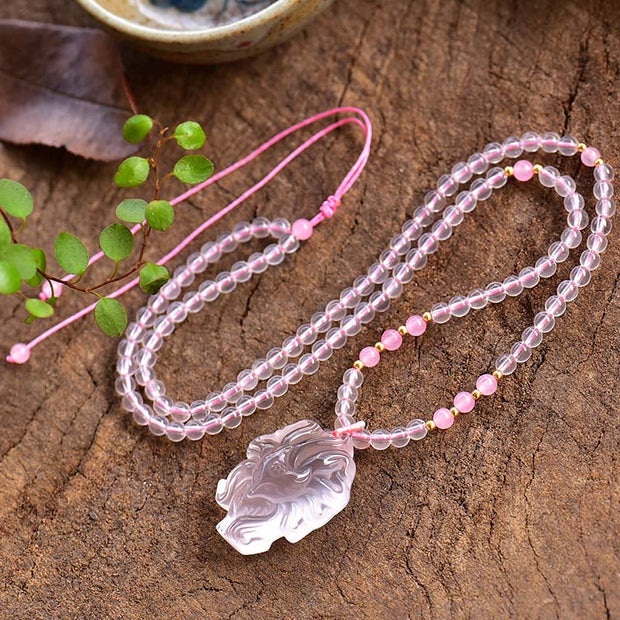 Buddha Stones Natural Pink Crystal Nine Tailed Fox Love Necklace Pendant (Extra 30% Off | USE CODE: FS30) - image 4