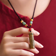 Buddhastoneshop Tibet Om Mani Padme Hum Agate Shurangama Sutra Protection Necklace Pendant Necklaces & Pendants BS 4