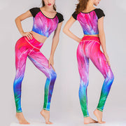 Buddha Stones 2Pcs Undersea World Mysterious Girl Gradient Color Top Pants Sports Fitness Yoga Women's Yoga Sets 8