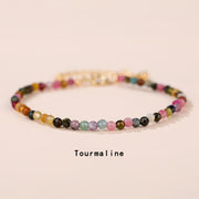Buddha Stones Strawberry Quartz Prehnite Peridot Lazurite Pink Crystal Tourmaline Healing Chain Bracelet