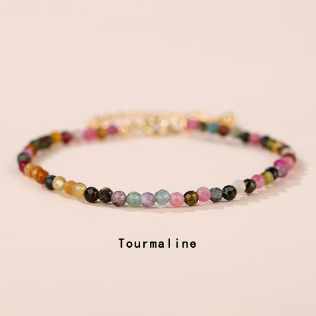 Buddha Stones Strawberry Quartz Prehnite Peridot Lazurite Pink Crystal Tourmaline Healing Chain Bracelet 16