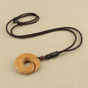 Buddha Stones Ebony Wood Sandalwood One's Luck Improves Design Pattern Peace Necklace Pendant Necklaces & Pendants BS 9