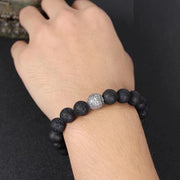 Buddha Stones Lava Rock Fish Scales Bead Healing Bracelet Bracelet BS 6