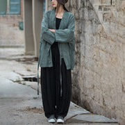 Buddha Stones Tie Dye Lace-up Design Coat Zen Meditation Open Front Top Jacket 27