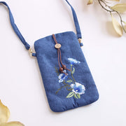 Buddha Stones Small Embroidered Flowers Crossbody Bag Shoulder Bag Cellphone Bag 11*20cm 5