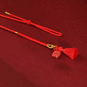 Buddha Stones Natural Cinnabar Dragon Blessing Red String Belly Chain Belly Chain BS 3